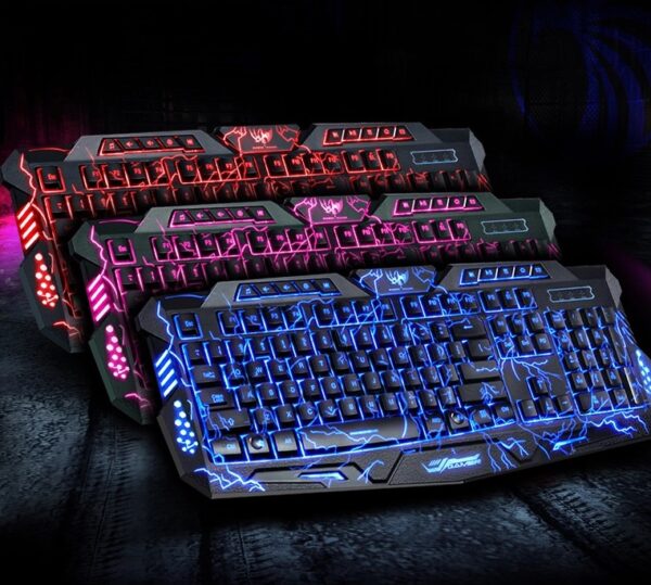 Tricolor Backlight Wired Gaming Keyboard Set - Image 7
